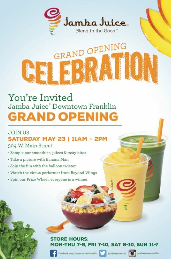 Jamba Juice Opens This Saturday May 23 Downtown Franklin Tennessee